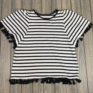 Kate Spade Broome Street Tee Women Sz S Striped Tassels Cotton Designer Yachting